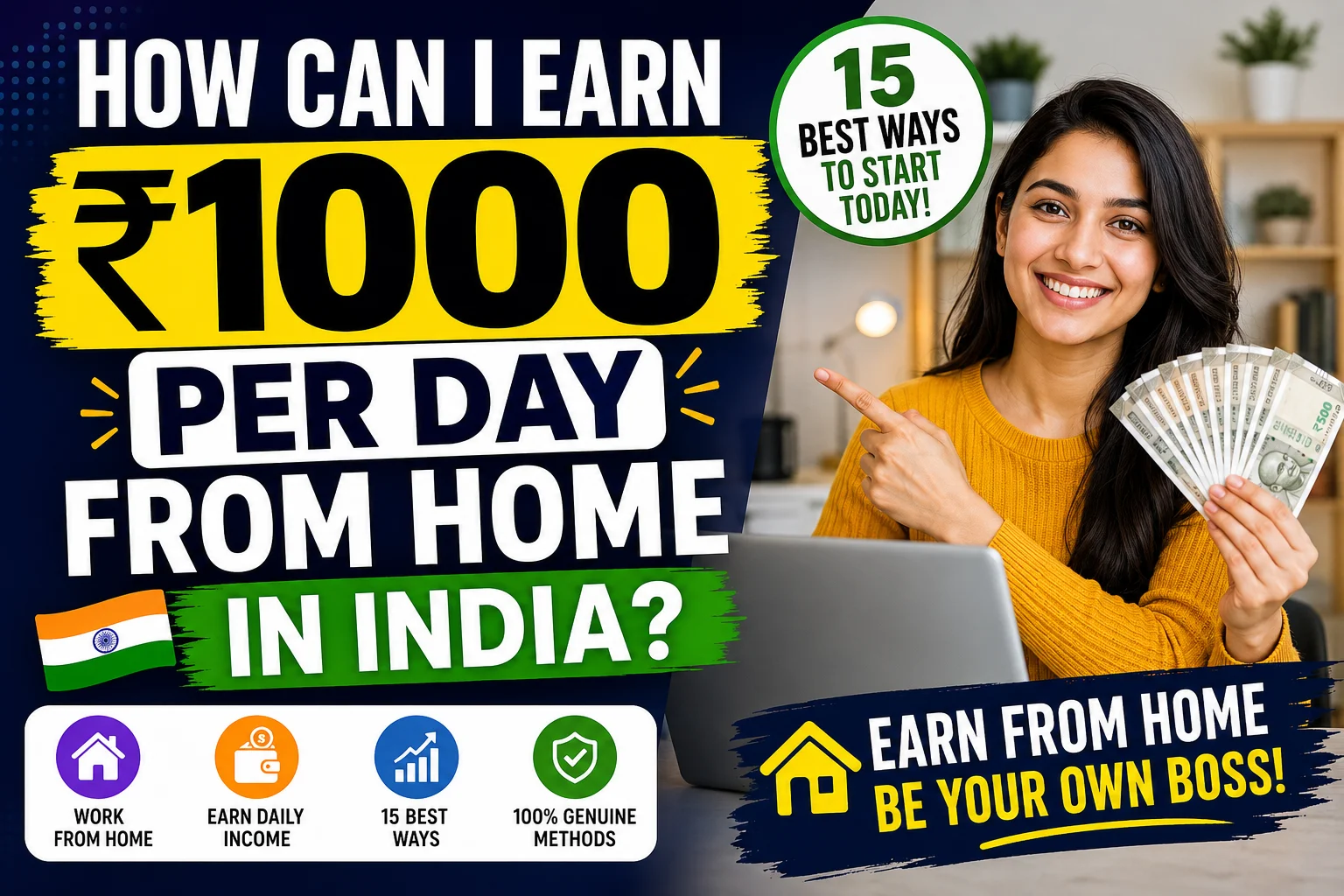 How Can I Earn ₹1000 Per Day From Home in India?
