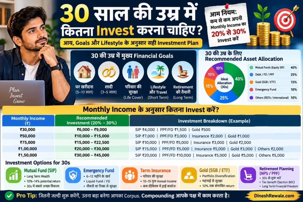 30 साल की उम्र में कितना Invest करना चाहिए? Salary के हिसाब से निवेश की जानकारी