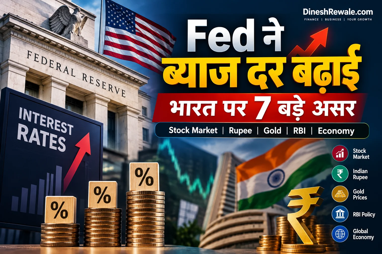 Fed ने ब्याज दर बढ़ाई: भारत पर 7 बड़े असर