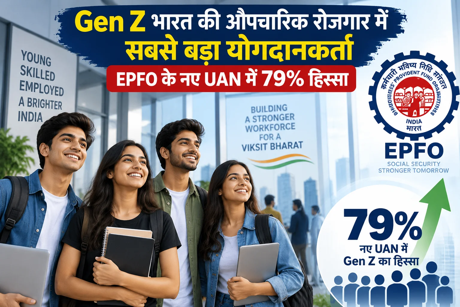 Gen Z भारत की औपचारिक रोजगार में सबसे बड़ा योगदानकर्ता: EPFO के नए UAN में 79% हिस्सा