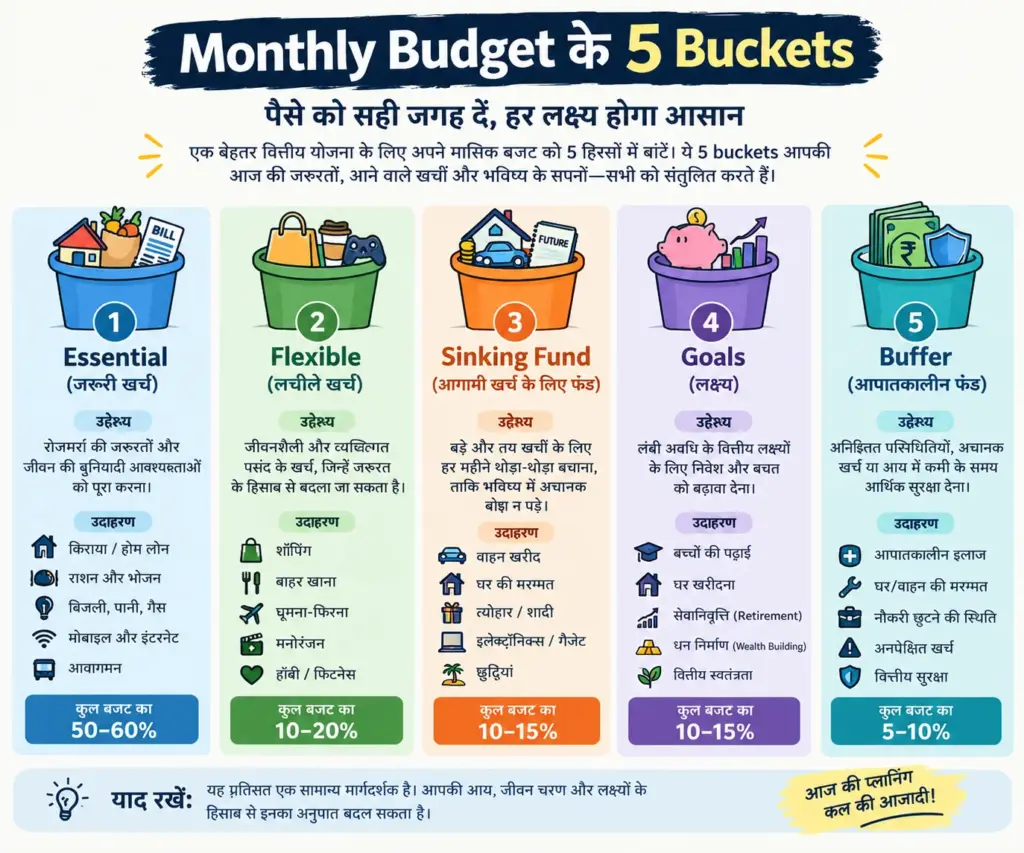 Monthly Budget के 5 buckets