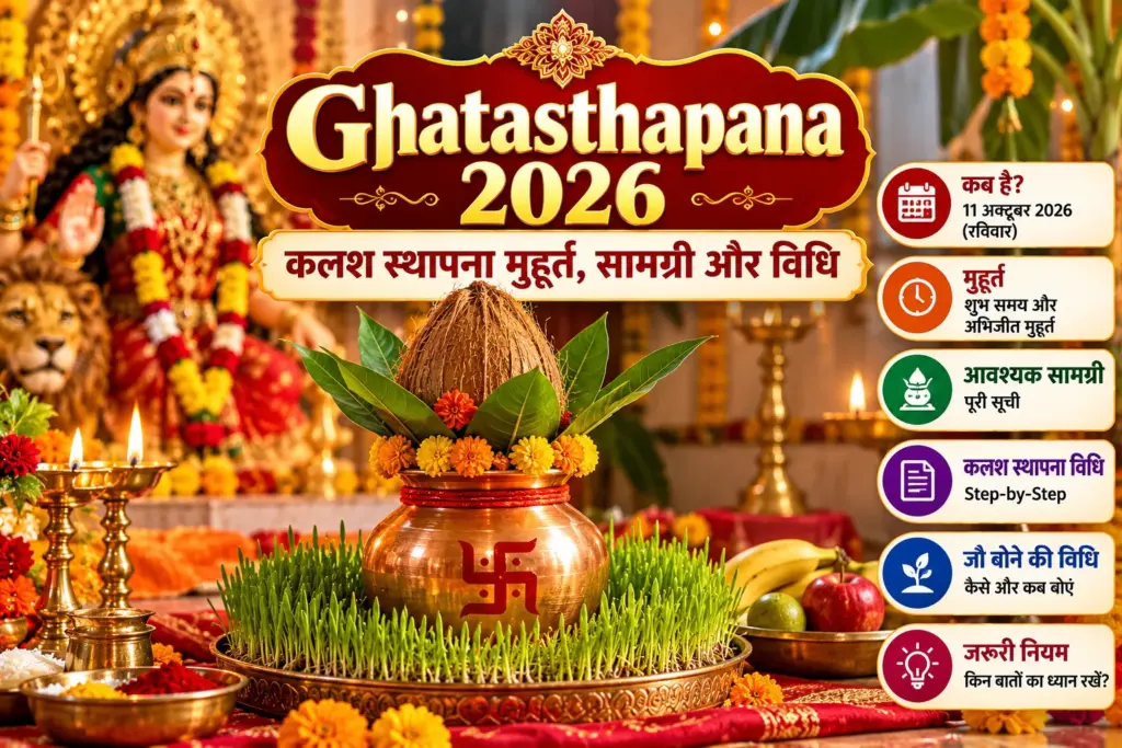 Ghatasthapana 2026: कलश स्थापना मुहूर्त, सामग्री और विधि