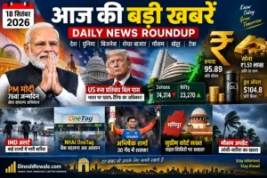 News 18 सितंबर 2026: आज की 12-15 बड़ी खबरें हिंदी में