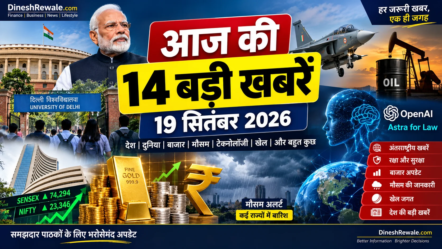 News 19 सितंबर 2026: आज की 14 बड़ी खबरें हिंदी में