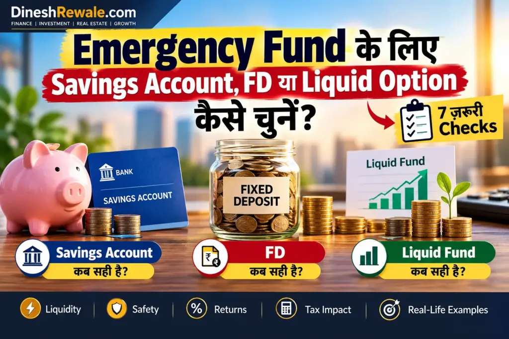 Emergency Fund कहाँ रखें? 7 Checks: Savings, FD, Liquid