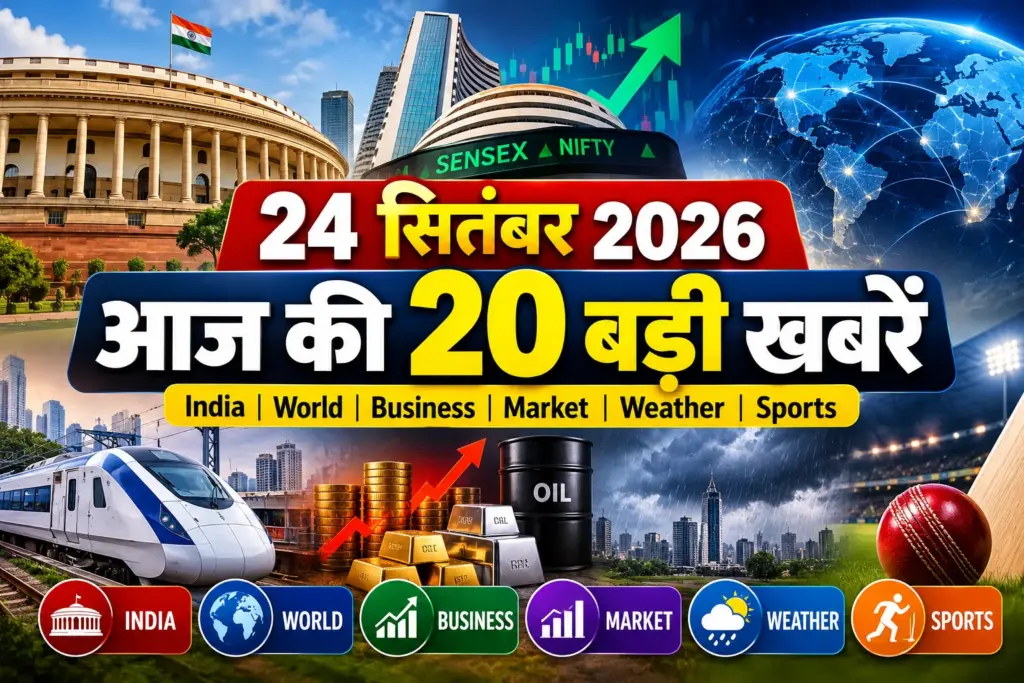 24 सितंबर 2026 की 20 बड़ी खबरें: India, World और Market