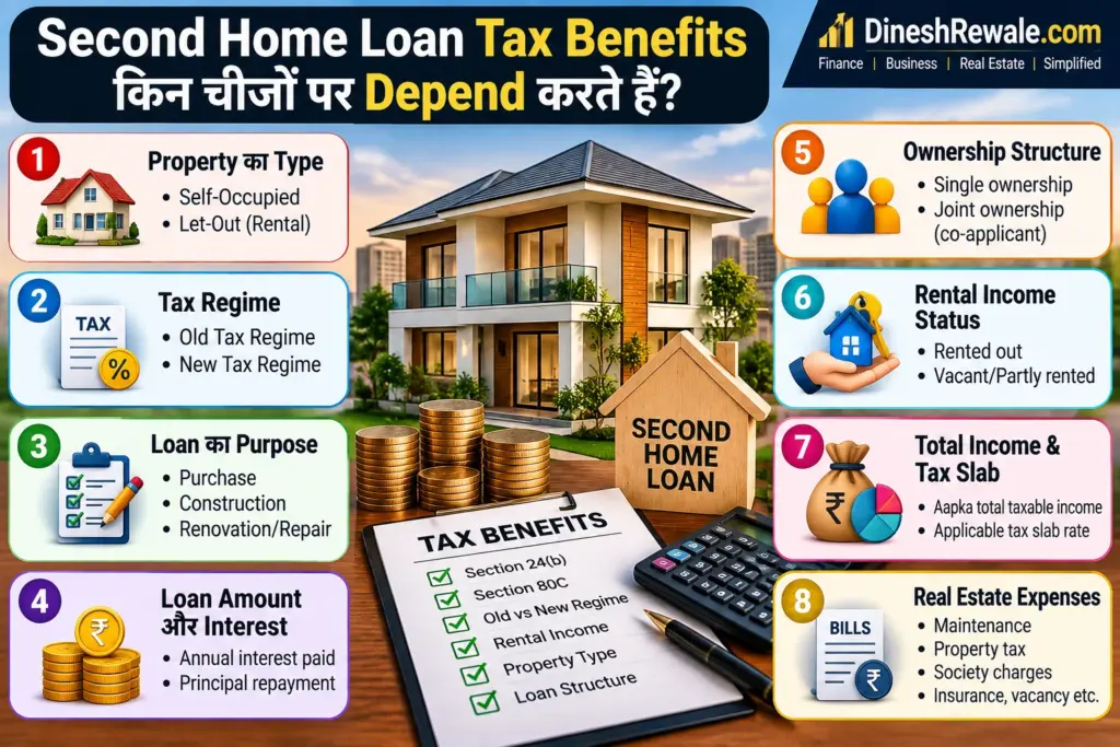 Second Home Loan Tax Benefits किन चीजों पर depend करते हैं – property type, tax regime, loan interest और rental income