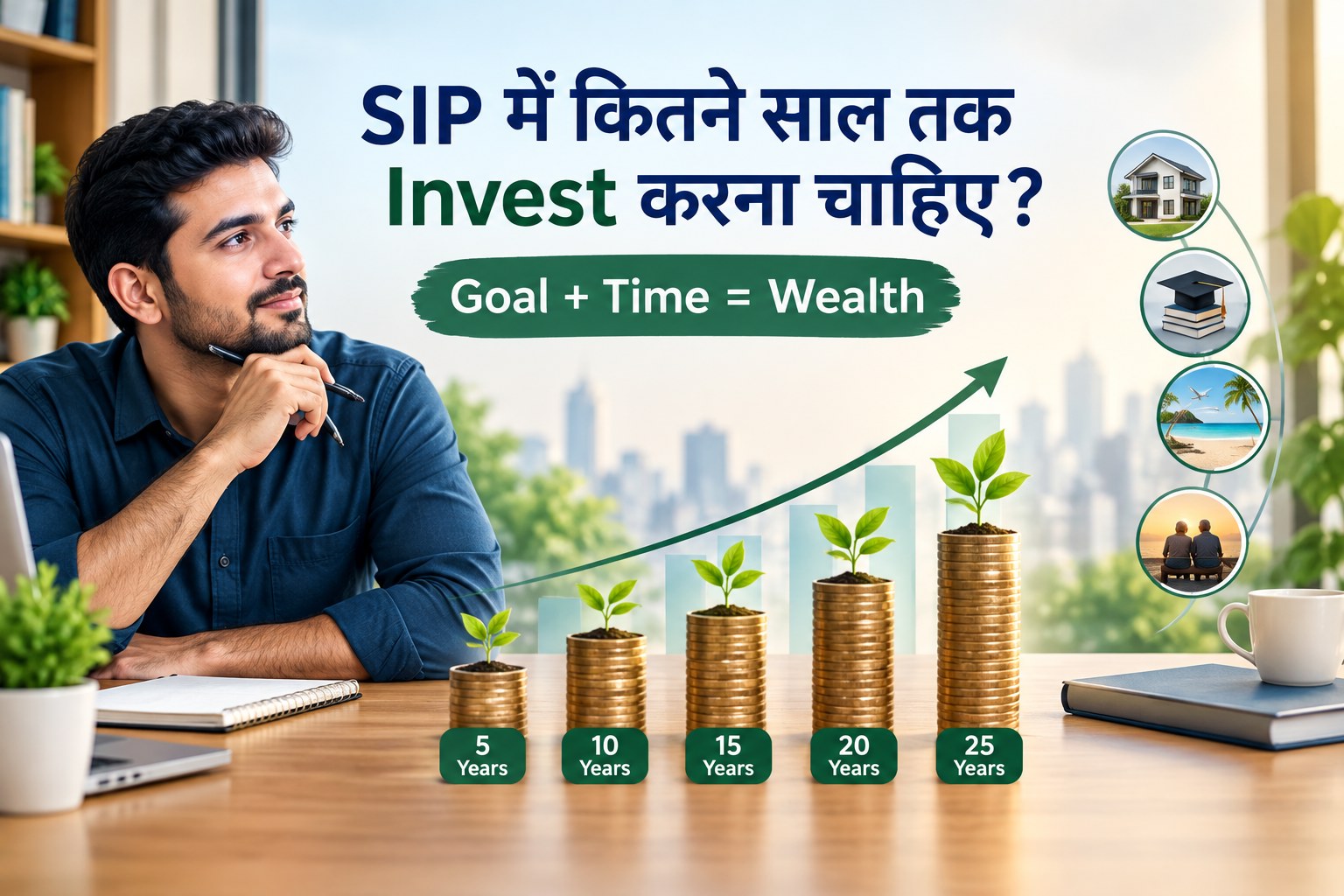 SIP में कितने साल तक निवेश करना चाहिए, 5 से 25 साल की SIP अवधि और wealth growth illustration