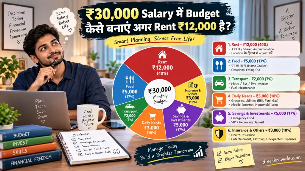 ₹30,000 Salary में budget कैसे बनाएं अगर rent ₹12,000 है?