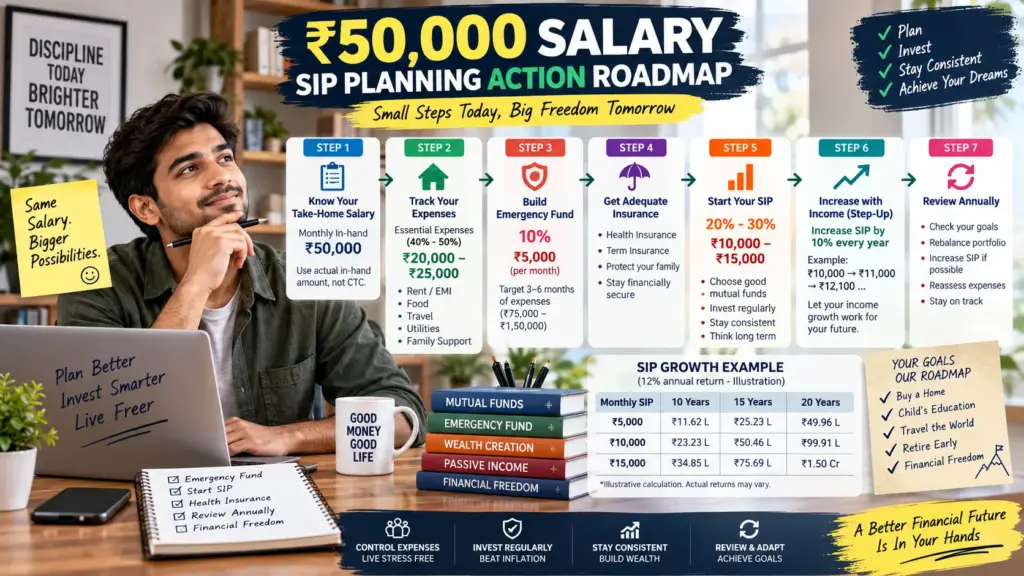 ₹50,000 salary SIP planning action roadmap for Indian salaried employee
