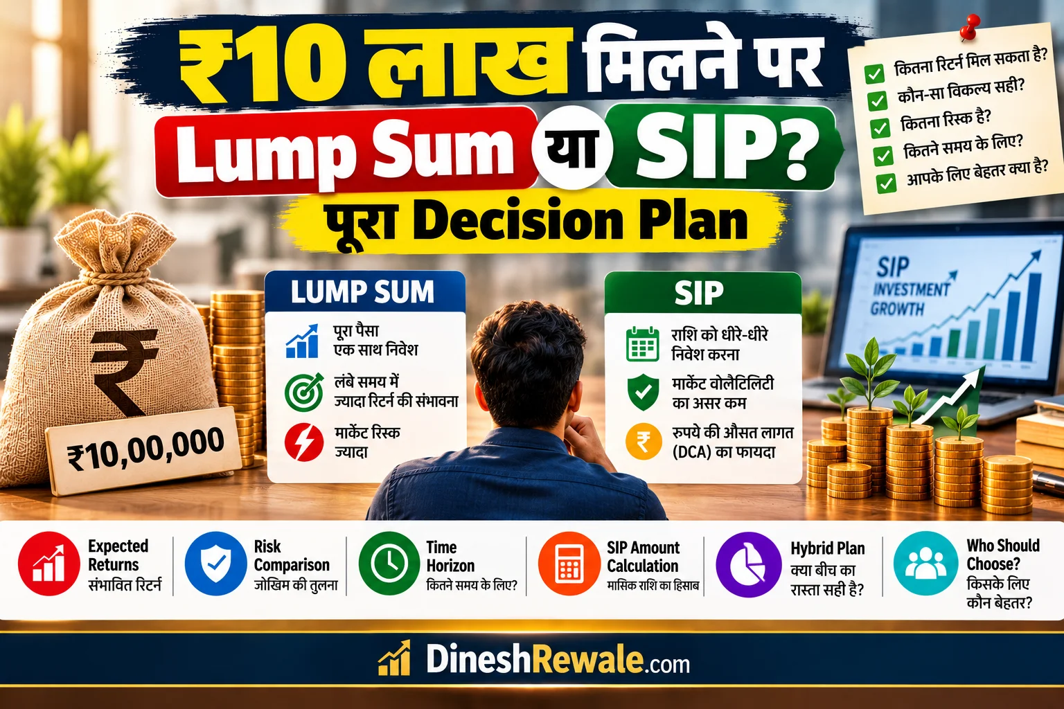 ₹10 लाख मिलने पर Lump Sum करें या SIP? पूरा Decision Plan