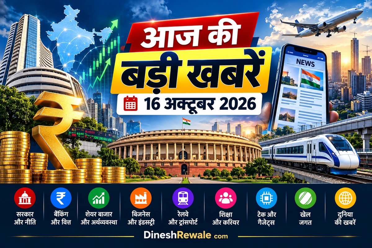 DineshRewale.com की 16 अक्टूबर 2026 की आज की बड़ी खबरें, भारत की न्यूज, बिजनेस और फाइनेंस अपडेट