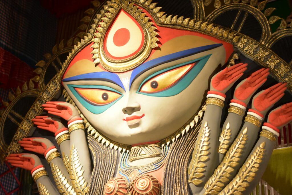 Durga Puja festival idol in Kolkata