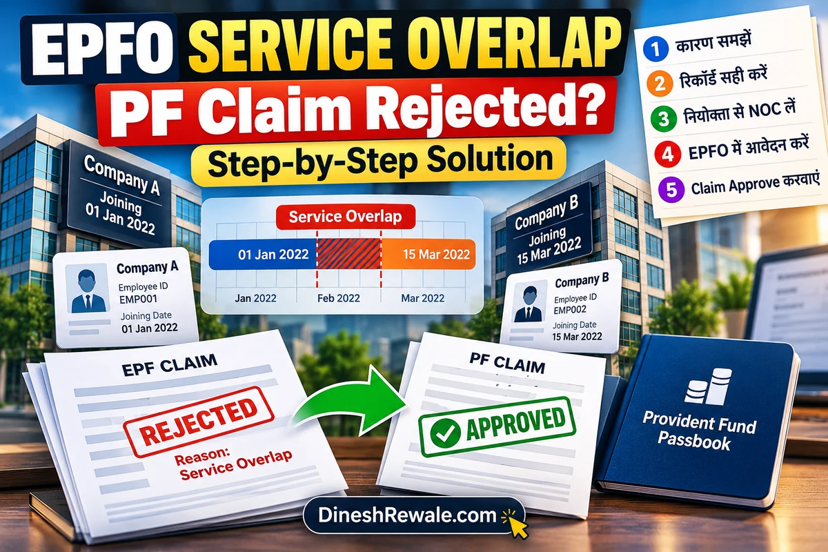 EPFO Service Overlap PF claim rejected solution in Hindi | DineshRewale.com