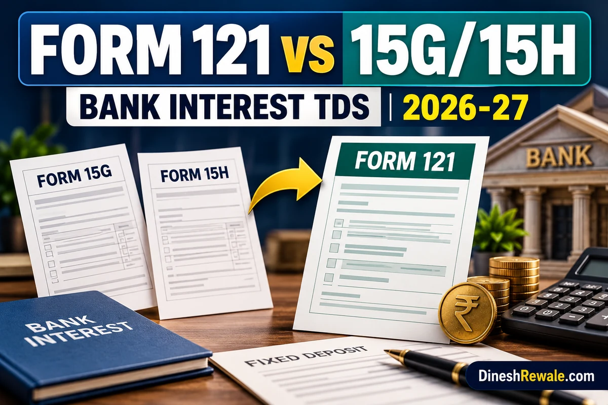 Form 121 vs Form 15G and 15H for bank interest TDS in Tax Year 2026-27