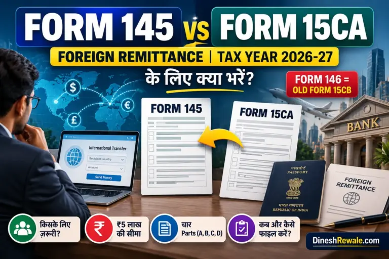Form 145 vs Form 15CA for foreign remittance under Indian income tax rules 2026-27