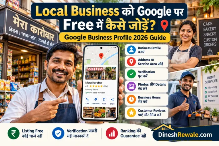 Local Business को Google पर मुफ्त जोड़ने, verification और Google Maps listing की जानकारी