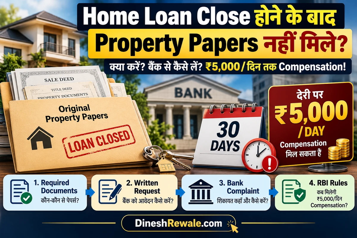 Home loan closure के बाद original property papers नहीं मिलने पर RBI ₹5,000 per day compensation और bank complaint guide | DineshRewale.com