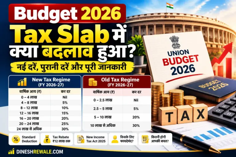 Budget 2026 में tax slab नहीं बदला। जानिए FY 2026-27 के New और Old Tax Regime slabs, ₹12 लाख rebate और Income Tax Act 2025 का असर।