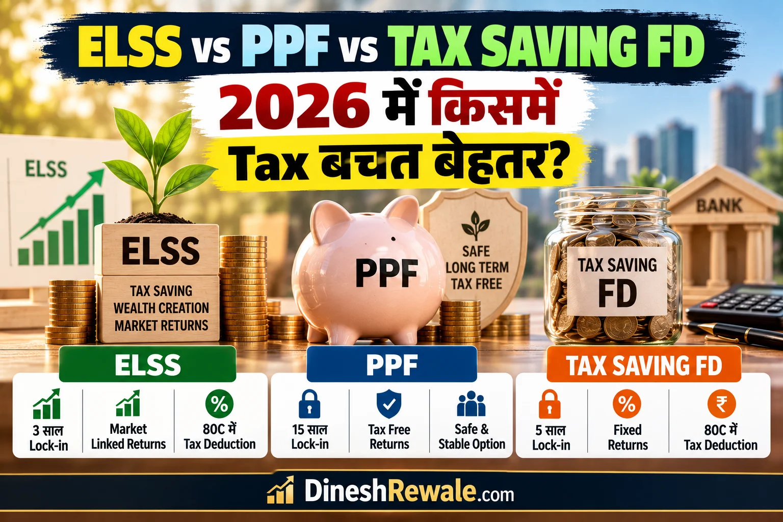 ELSS vs PPF vs Tax Saving FD: 2026 में किसमें Tax बचत बेहतर?