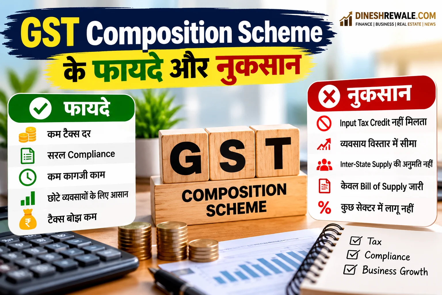 GST Composition Scheme के 7 फायदे और 8 नुकसान