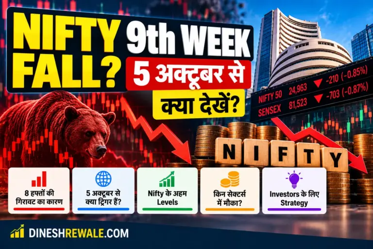 Nifty 50 लगातार आठ weekly losses के बाद 5 अक्टूबर 2026 से नौवें हफ्ते की शुरुआत करेगा। जानिए support, resistance और market के बड़े triggers।