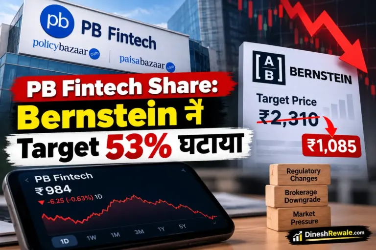 PB Fintech Share का target Bernstein ने 53% घटाकर ₹1,085 किया