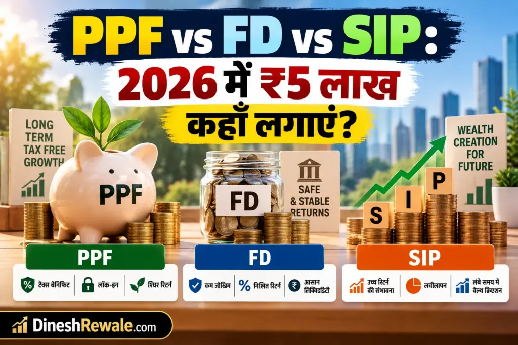 PPF vs FD vs SIP: 2026 में ₹5 लाख कहाँ लगाएं?
