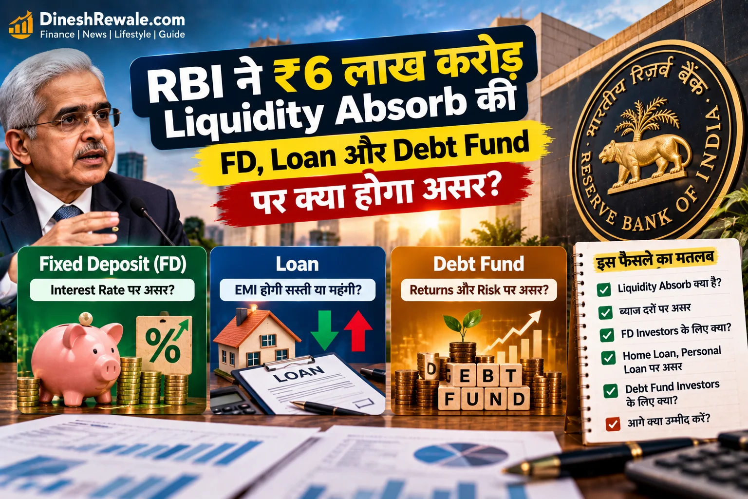 RBI ने ₹6 लाख करोड़ Liquidity Absorb की: क्या असर होगा?