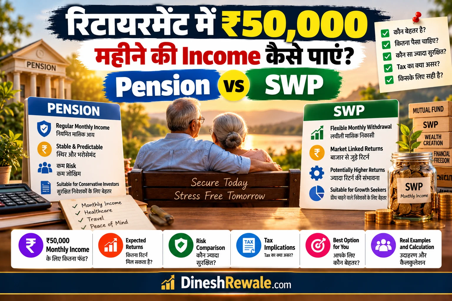 Retirement में ₹50,000 Monthly Income कैसे बनाएं? Pension vs SWP