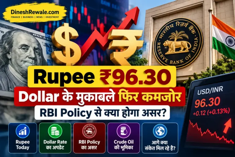 5 अक्टूबर 2026 को रुपया करीब ₹96.30 प्रति डॉलर पर बंद हुआ। जानिए crude, FII outflow, RBI intervention और policy का असर।